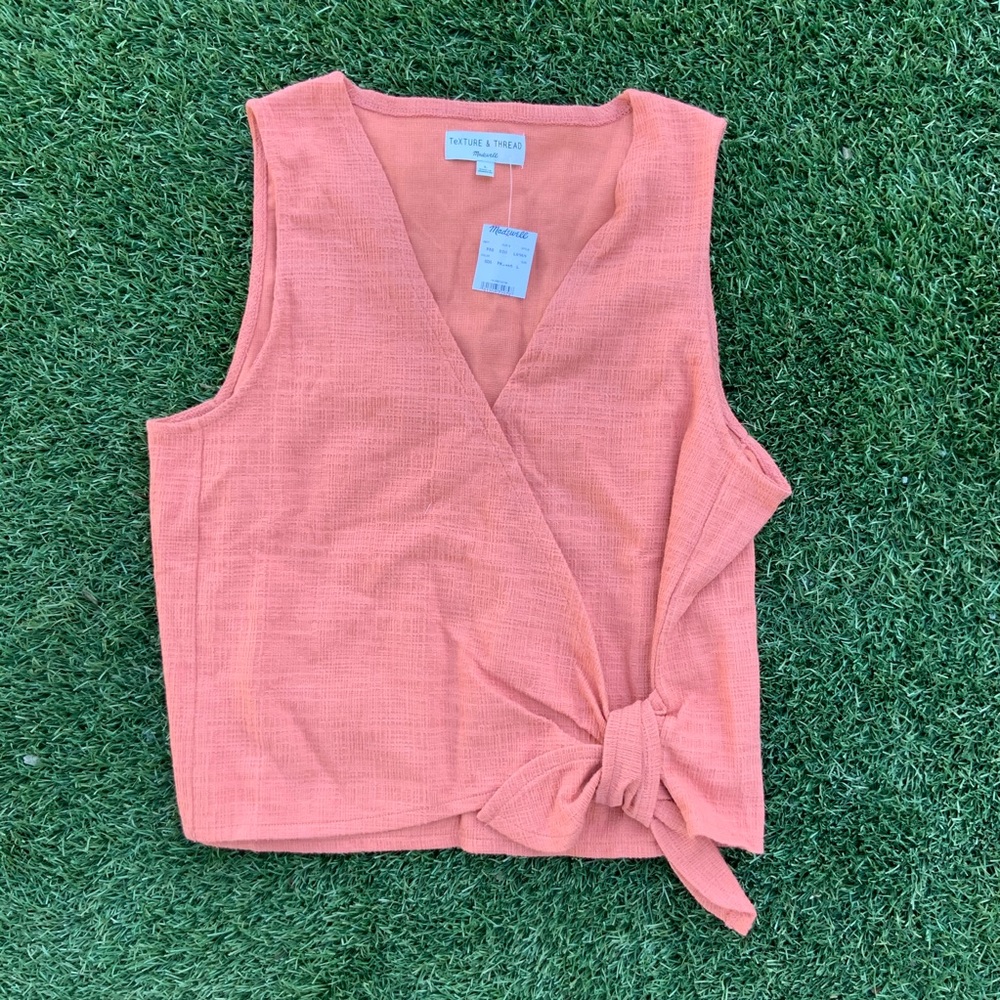 Madewell Orange Wrap Top
